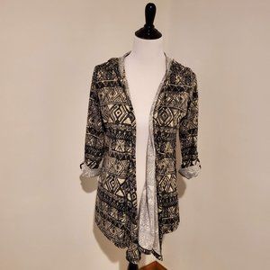 Hooded Cascading Open Front Sweater